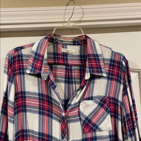 beachlunchlounge Tops - Beach lunch lounge plaid Button-Up Shirt Size L like new